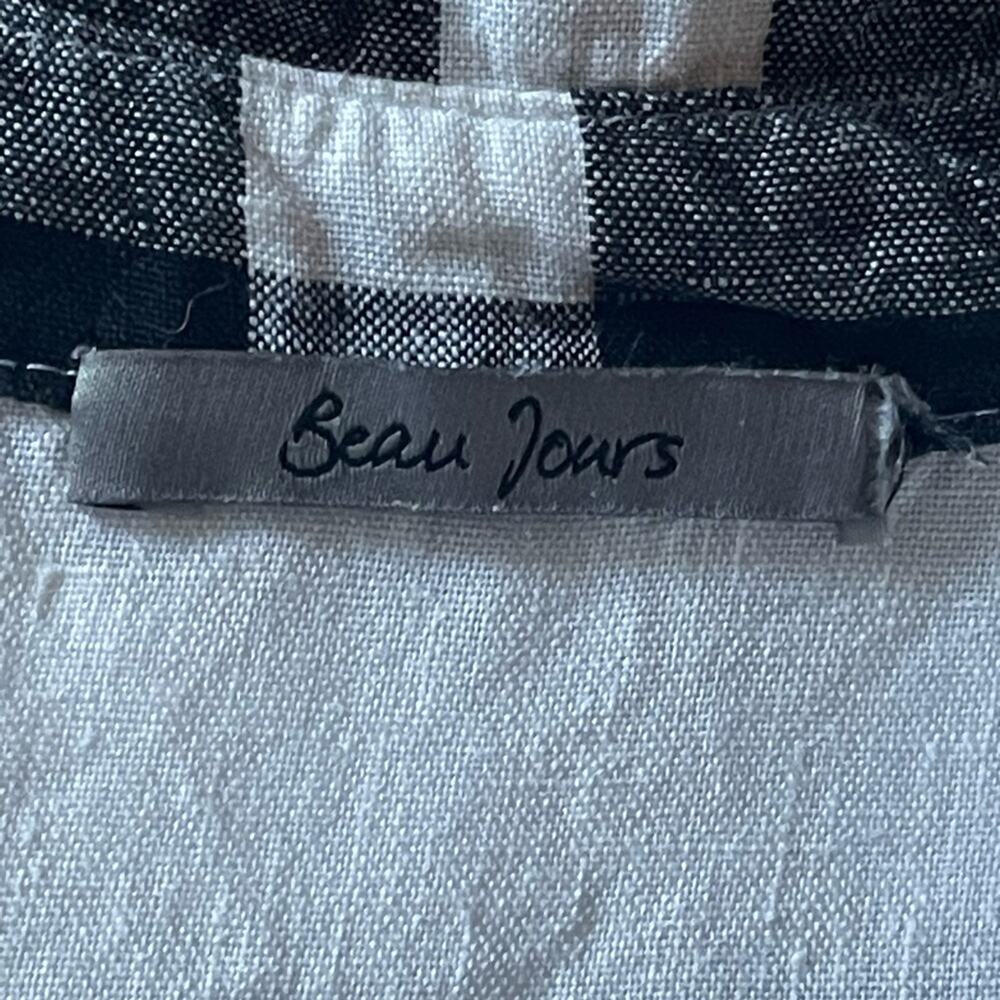 BEAU JOURS Merina Shirt Black & White 100% Linen size LARGE/X-LARGE - Picture 13 of 16